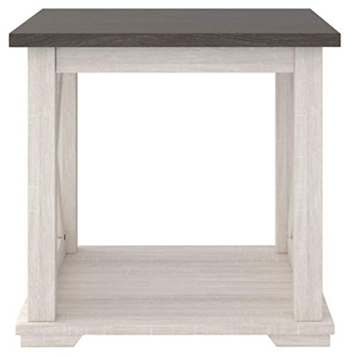 Signature Design by Ashley Dorrinson Square Modern Farmhouse End Table, Two Tone White & Brown