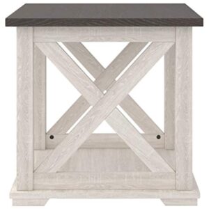 Signature Design by Ashley Dorrinson Square Modern Farmhouse End Table, Two Tone White & Brown