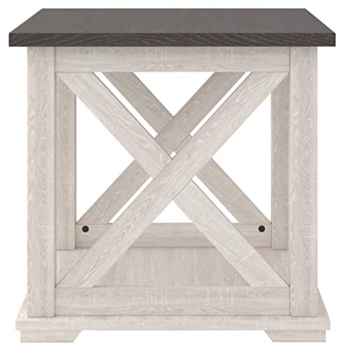 Signature Design by Ashley Dorrinson Square Modern Farmhouse End Table, Two Tone White & Brown