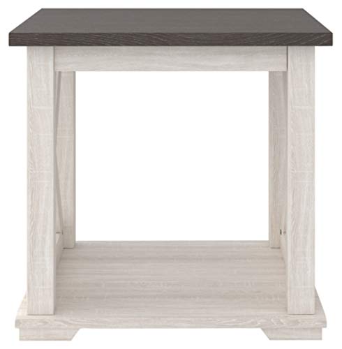 Signature Design by Ashley Dorrinson Square Modern Farmhouse End Table, Two Tone White & Brown