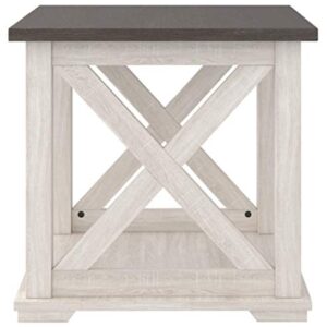 Signature Design by Ashley Dorrinson Square Modern Farmhouse End Table, Two Tone White & Brown