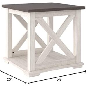 Signature Design by Ashley Dorrinson Square Modern Farmhouse End Table, Two Tone White & Brown