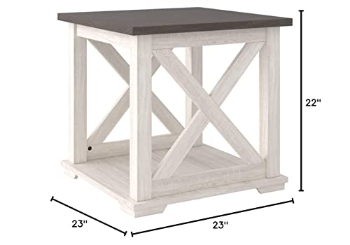 Signature Design by Ashley Dorrinson Square Modern Farmhouse End Table, Two Tone White & Brown