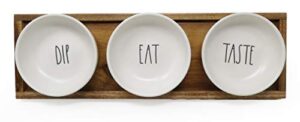 rae dunn by magenta 4 piece dip eat taste ceramic ll dip bowl serving platter set with wood tray 2019 limited edition