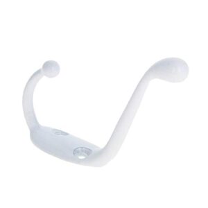 MroMax Dual Prong Coat Hooks Wall Mounted Retro Double Hooks Utility White Hook for Coat Scarf Bag Towel Key Cap Cup Hat 3.15" x 2.17"(L x H), 2pcs