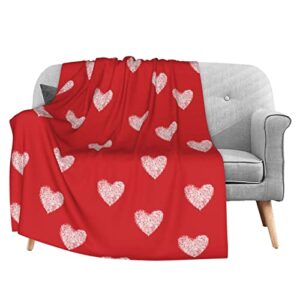 fehuew happy valentine's day heart red soft throw blanket 40x50 inch lightweight warm flannel fleece blanket for couch bed sofa travel camping for kids adults