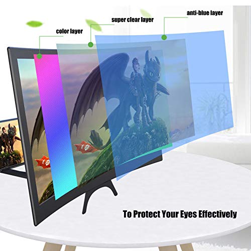 DRIDOUAM 12" HD Curved Phone Screen Magnifier HD Amplifier Projector Magnifing Screen Enlarger for Movies, Videos, and Gaming with Foldable Stand Compatible with All Smartphones