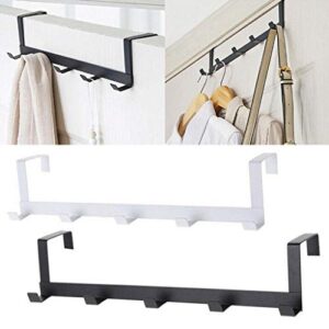 Evangelia.YM Over The Door 5 Hooks Storage Rack for Kitchen Household Bathroom Organizer - Clothes Coat Hat Rope Towel Hanger Metal Art Crafts Tools (White)