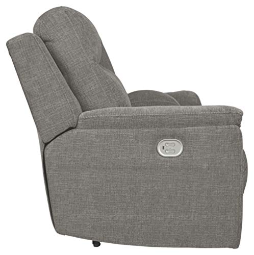 Signature Design by Ashley Mouttrie Modern Adjustable Power Reclining Loveseat with Console & USB Charging, Gray