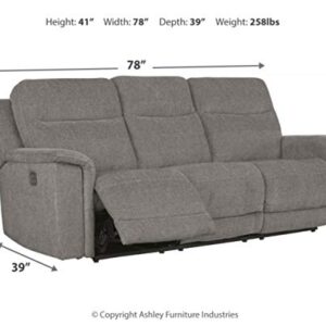 Signature Design by Ashley Mouttrie Modern Adjustable Power Reclining Loveseat with Console & USB Charging, Gray