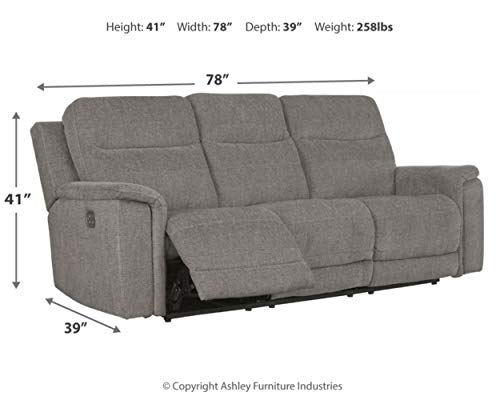 Signature Design by Ashley Mouttrie Modern Adjustable Power Reclining Loveseat with Console & USB Charging, Gray