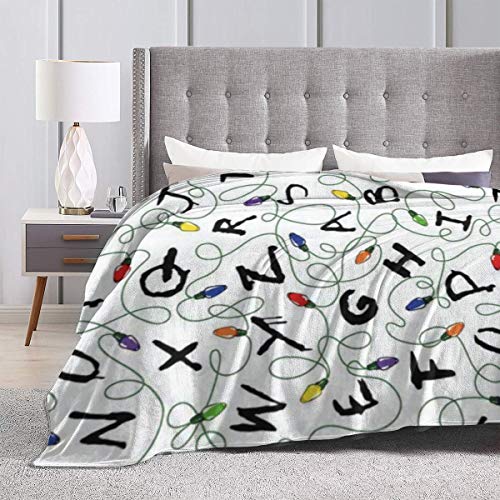 Throw Blanket, Luxury Cozy Fleece Blanket, Warm Super Soft Comfort Caring 60" x 80", Stranger Letter Things White