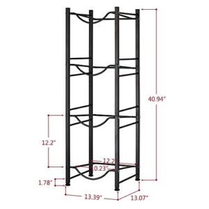 4-Tier Water Bottle Holder Cooler Jug Rack Organizer, 5 Gallon Water Bottle Stackable Storage Shelves Detachable Water Dispenser Stainless Steel Rack Easy Assemble for Kitchen Drawing Room, Black