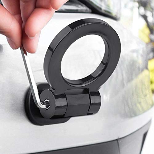 Tow Hooks, Universal Car Modified Traction Round Ring Adhesive Towing Bars Trailer Hook Decoration(Black)