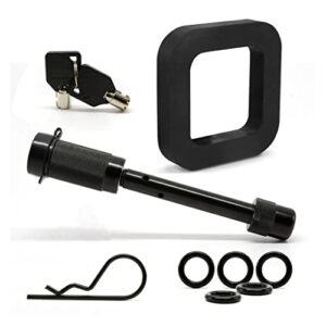 tiger lock 5/8" black trailer hitch locking pin - anti-rattle tow hitch receiver lock with 2.5" silencer pad
