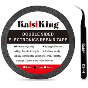 kaisiking 2mm lcd repair tape phone repair tape lcd touch screen repair tape phone screen adhesive tape with 1 tweezers for cell phone, ipad, tablets, laptops, camera
