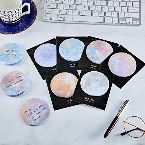 12 Pieces Planet Sticky Notes Earth Moon Sticky Notes Planet Self-Adhesive Notes Cute Self-Stick Memo Pad Notes for School Classroom Office Notebook