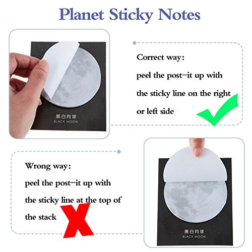 12 Pieces Planet Sticky Notes Earth Moon Sticky Notes Planet Self-Adhesive Notes Cute Self-Stick Memo Pad Notes for School Classroom Office Notebook