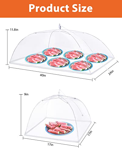 Anpro Food Cover, Food Tent, Pop-up Food Nets, Mesh Food Covers for Outside,Picnic Accessories, Food covers for outside,Reusable and Collapsible, 5 Pack (1 Extra Large-40 Inches,4 Standard-17 Inches)