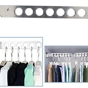 Folding Wall Mount Clothes Hanger Rack Wall Clothes Hanger Stainless Steel Clothes Hooks with Swing Arm Holder Closet Organizers and Storage,Wardrobe Organizer Wall Mounted Clothes Bar