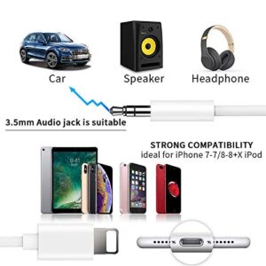 [Apple MFi Certified] iPhone AUX Cord for Car Stereo, Assrid 2 Pack Lightning to 3.5mm Audio Cable Compatible for iPhone 12/11/XS/XR/X/iPad/iPod to Speaker/Home Stereo/Headphone, Support iOS 14(White)