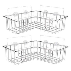 *m·kvfa* 2pcs shower caddy no drilling adhesive wall mounted stainless steel bathroom shelf storage organizer bath shelf, strong and sturdy for bathroom kitchen