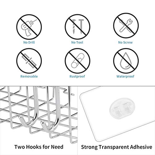 *m·kvfa* 2Pcs Shower Caddy No Drilling Adhesive Wall Mounted Stainless Steel Bathroom Shelf Storage Organizer Bath Shelf, Strong and Sturdy for Bathroom Kitchen