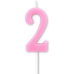 dollet pink birthday candle for smash cake cupcakes, number 2