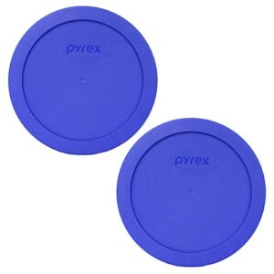 pyrex 7201-pc sapphire blue round plastic food storage replacement lid, made in usa - 2 pack