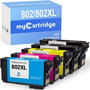 mycartridge remanufactured ink cartridge replacement for epson 802 802xl use with workforce pro ec-4040 ec-4020 wf-4740 wf-4720 ec-4030 wf-4730 wf-4734 (2 black 1 cyan 1 yellow 1 magenta, 5-pack)