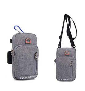 men women workout cellphone wasit purse small crossbody bags belt holster pouch for iphone 14 plus 13 12 11 pro max xr xs max samsung galaxy s22 ultra s21 fe s20 fe a53 a33 pixel 7 (gray)