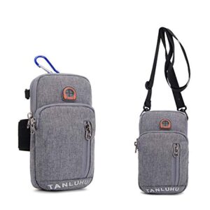 Men Women Workout Cellphone Wasit Purse Small Crossbody Bags Belt Holster Pouch for iPhone 14 Plus 13 12 11 Pro Max XR XS Max Samsung Galaxy S22 Ultra S21 FE S20 FE A53 A33 Pixel 7 (Gray)