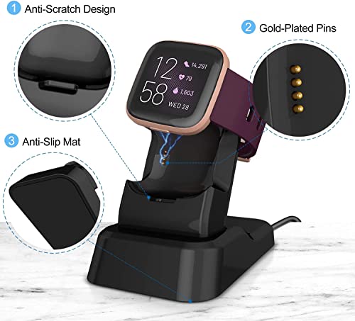 Compatible with Fitbit Versa 2 Charger Stand, Kasmotion Replacement Charging Stand Clip Charging Cradle Dock Adapter Holder Compatible with Fitbit Versa 2