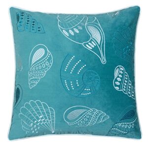 homey cozy 71156-seashell accent pillow, 1 count (pack of 1), teal