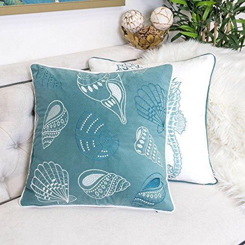 Homey COZY 71156-Seashell Accent Pillow, 1 Count (Pack of 1), Teal