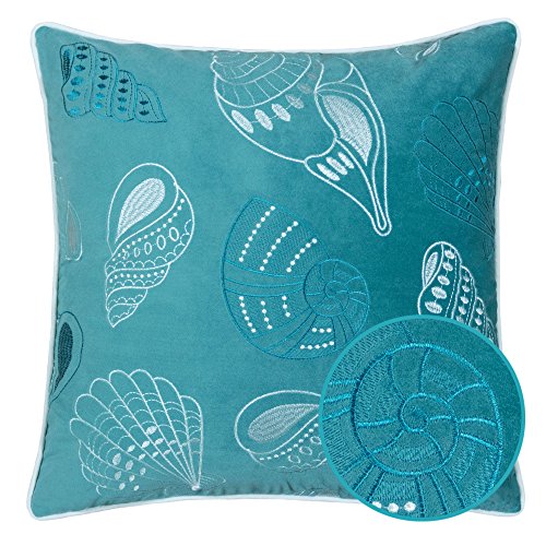 Homey COZY 71156-Seashell Accent Pillow, 1 Count (Pack of 1), Teal