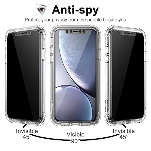 SURITCH Clear Case for iPhone XR, 【Privacy Screen Protector】【Edge to Edge】 Anti Spy Film Full Protection Hard Cover Hybrid TPU Bumper Rugged Case Anti Scratch Shockproof for iPhone XR 6.1"(Clear)