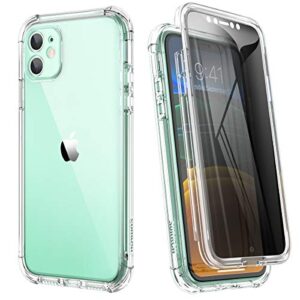 suritch clear case for iphone 11, 【privacy screen protector】【edge to edge】 anti spy film full protection hard cover hybrid tpu bumper rugged case anti scratch shockproof for iphone 11 6.1"(clear)