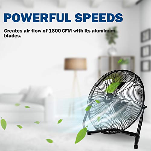 Simple Deluxe 12 Inch 3-Speed High Velocity Heavy Duty Metal Industrial Floor Fans, Black