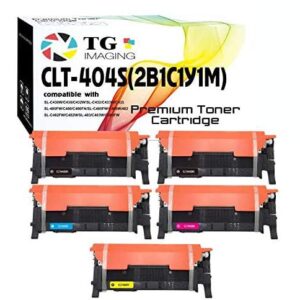 5-Pack TG Imaging (2xB+CYM) Compatible Toner Cartridge Replacement for Samsung CLT-404S CLT404S (5-Pack, Extra Black) CLT-K404S Work for SL-C430W C480FW C480FN C430 C430W Toner Printer