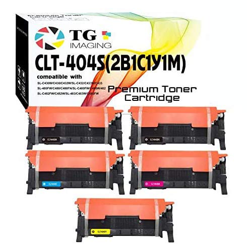 5-Pack TG Imaging (2xB+CYM) Compatible Toner Cartridge Replacement for Samsung CLT-404S CLT404S (5-Pack, Extra Black) CLT-K404S Work for SL-C430W C480FW C480FN C430 C430W Toner Printer