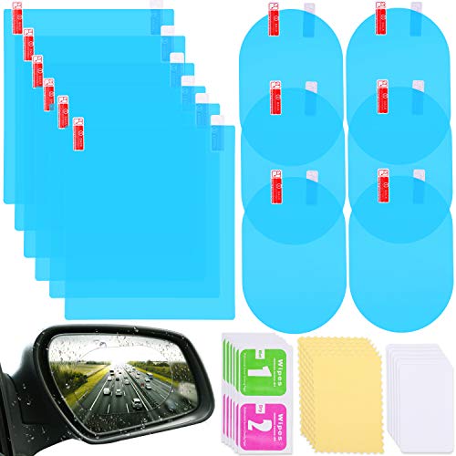 12 Pieces Car Rearview Mirror Film Rainproof Waterproof Mirror Film Anti Fog Nano Coating Car Film for Car Mirrors and Side Windows