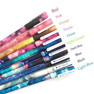 cute pens galaxy colored gel ink pens set for bullet journaling writing planner note taking, 0.5 mm fine point, assorted, 10 count