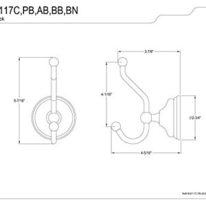 Kingston Brass BA9117BB Water Onyx Robe Hook, Brushed Brass