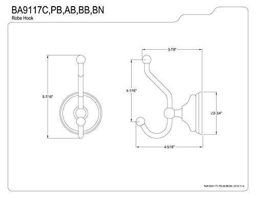 Kingston Brass BA9117BB Water Onyx Robe Hook, Brushed Brass