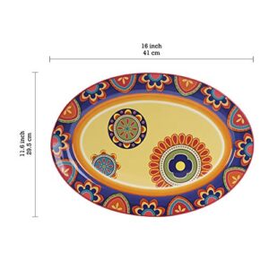 Bico Tunisian Ceramic 16 inch Oval Platter, Microwave & Dishwasher Safe