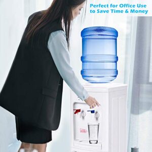 COSTWAY Water Cooler Dispenser for 3-5 Gallon Bottle, Top Loading Hot and Cold Water Dispenser with Storage Cabinet, Child Lock, Water Cooler with Compression Refrigeration Technology, White