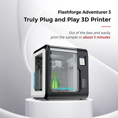 FLASHFORGE Adventurer 3 3D Printer Leveling-Free with Quick Removable Nozzle and Heating Bed, Built-in HD Camera, Wi-Fi Cloud Printing