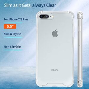 Orase Ultra Clear Series for iPhone 8 Plus Case & iPhone 7 Plus Case - Slim Fit - Shockproof - Not Yellowing - Hard Back Cover - Protective Clear Case for iPhone 8 Plus Phone Case