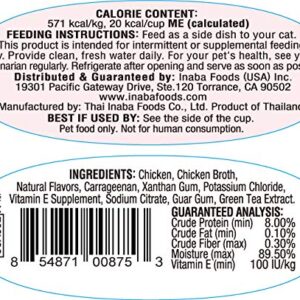 INABA Twins for Cats, Grain-Free Shredded Chicken & Broth Gelée Side Dish/Complement/Topper Cups, 1.23 Ounces per Serving, 14.76 Ounces Total (12 Servings), Chicken Recipe